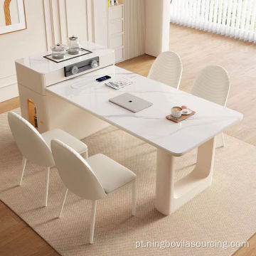 Mesa de jantar multifuncional em estilo creme
